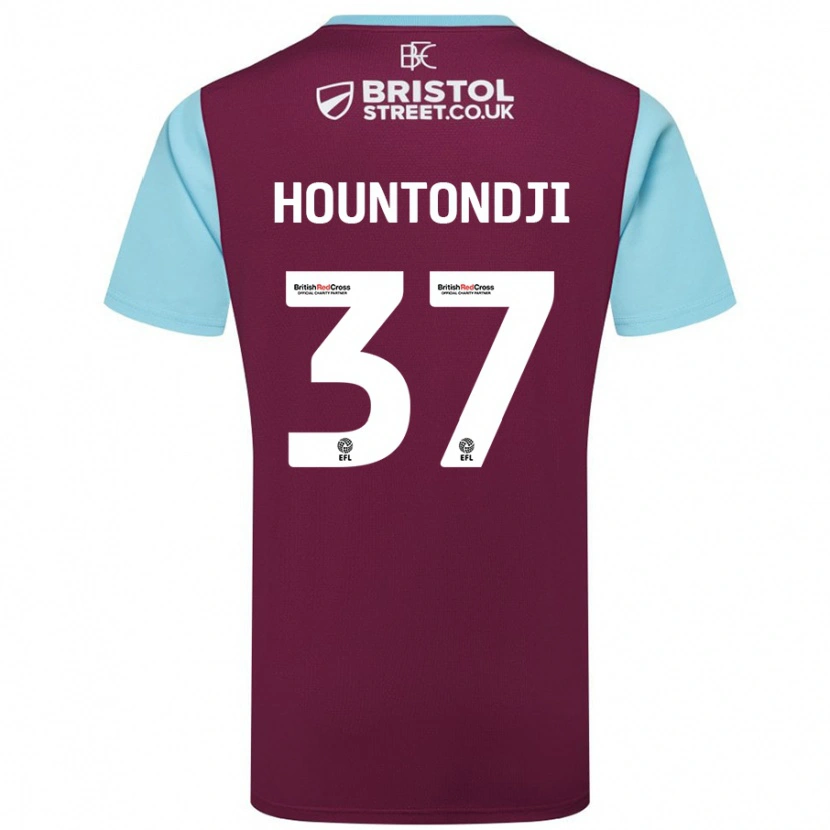 Danxen Mujer Camiseta Andreas Hountondji #37 Borgoña Azul Cielo 1ª Equipación 2024/25 La Camisa