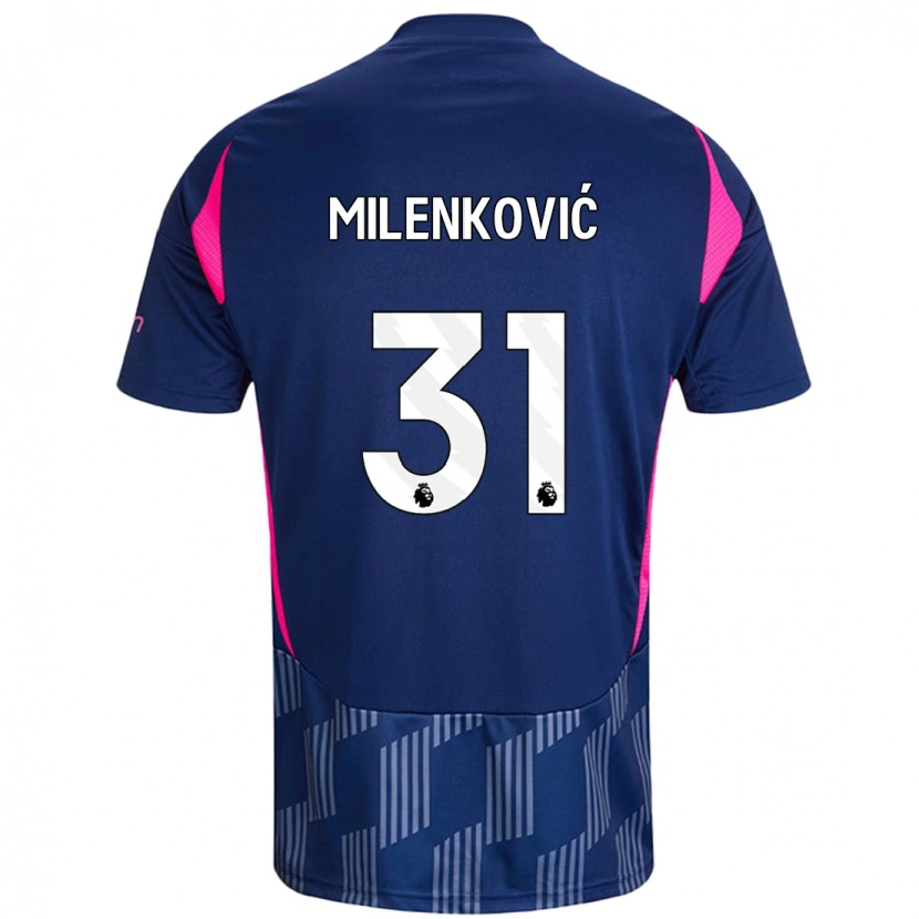 Danxen Mujer Camiseta Nikola Milenković #31 Azul Real Rosa 2ª Equipación 2024/25 La Camisa