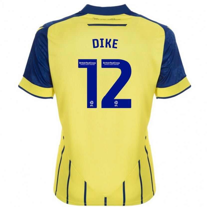 Danxen Mujer Camiseta Daryl Dike #12 Amarillo Azul 2ª Equipación 2024/25 La Camisa