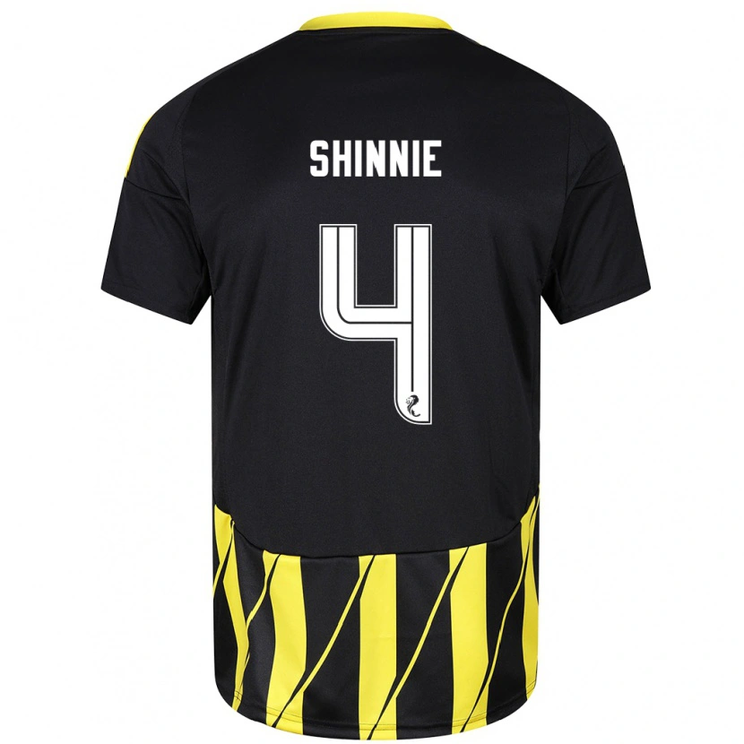 Danxen Mujer Camiseta Graeme Shinnie #4 Negro Amarillo 2ª Equipación 2024/25 La Camisa