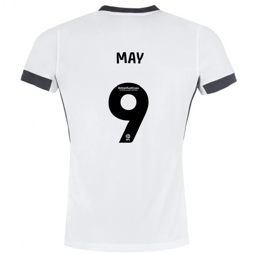 Danxen Mujer Camiseta Alfie May #9 Blanco Negro 2ª Equipación 2024/25 La Camisa