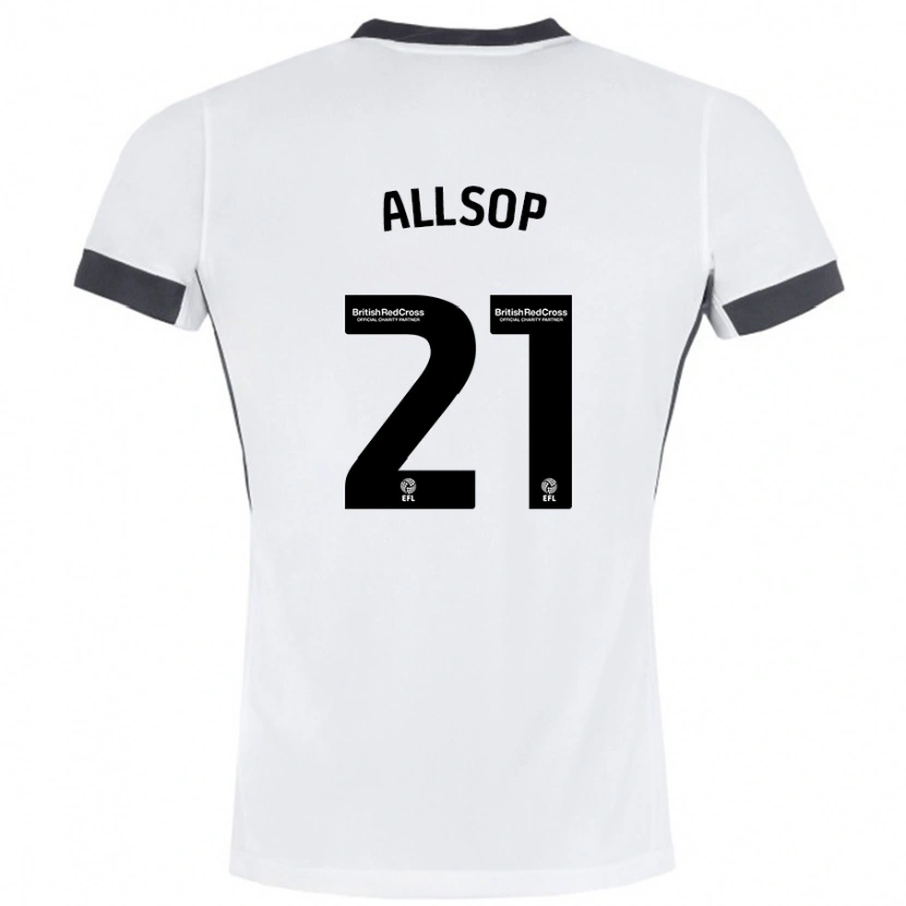 Danxen Mujer Camiseta Ryan Allsop #21 Blanco Negro 2ª Equipación 2024/25 La Camisa