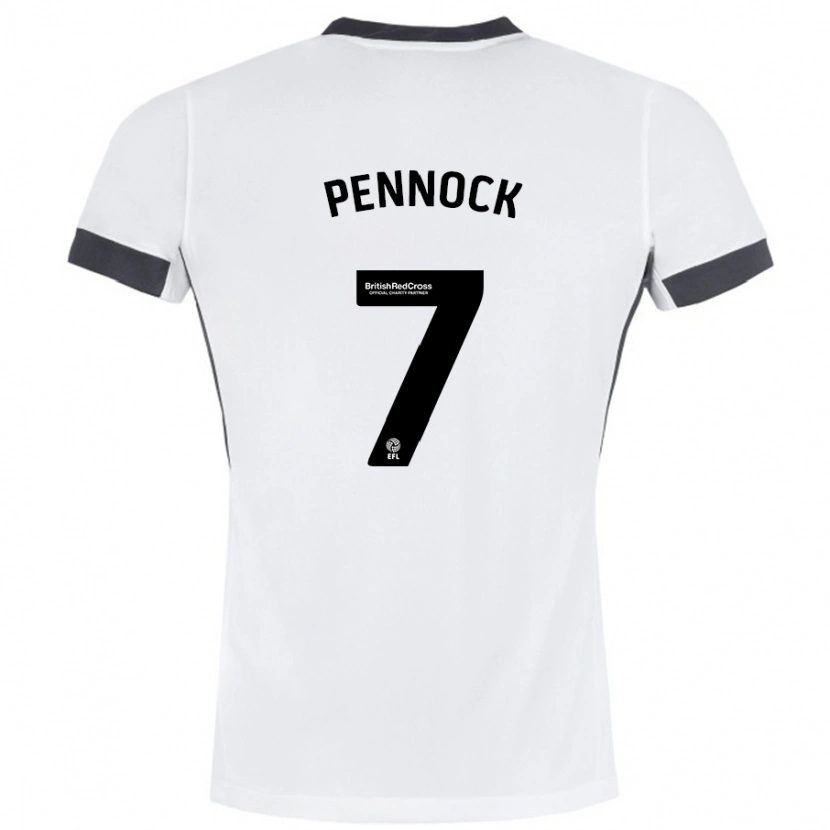 Danxen Mujer Camiseta Jade Pennock #7 Blanco Negro 2ª Equipación 2024/25 La Camisa