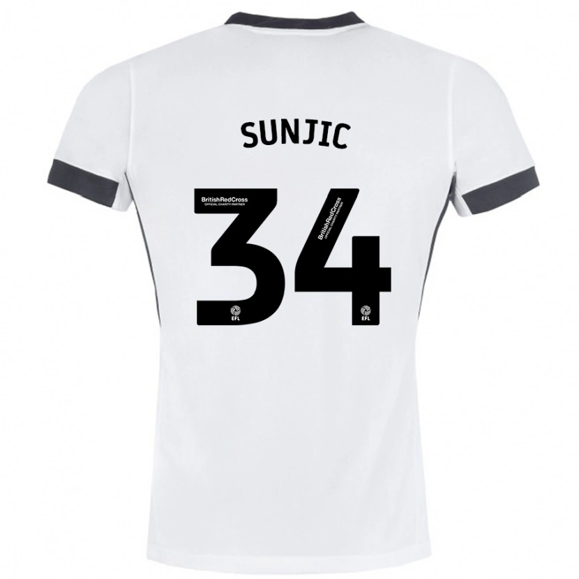 Danxen Mujer Camiseta Ivan Sunjic #34 Blanco Negro 2ª Equipación 2024/25 La Camisa