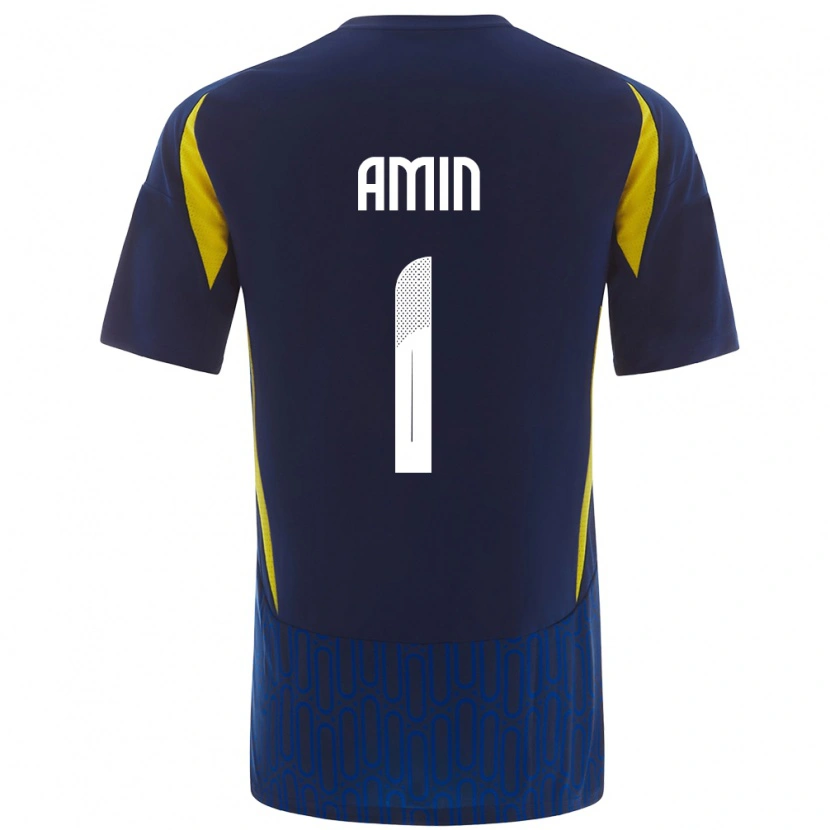 Danxen Mujer Camiseta Amin Al-Bukhari #1 Azul Amarillo 2ª Equipación 2024/25 La Camisa