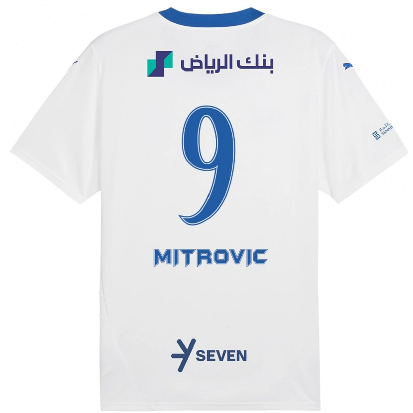 Danxen Mujer Camiseta Aleksandar Mitrović #9 Blanco Azul 2ª Equipación 2024/25 La Camisa