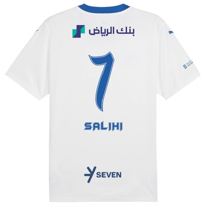 Danxen Mujer Camiseta Shokhan Salihi #7 Blanco Azul 2ª Equipación 2024/25 La Camisa