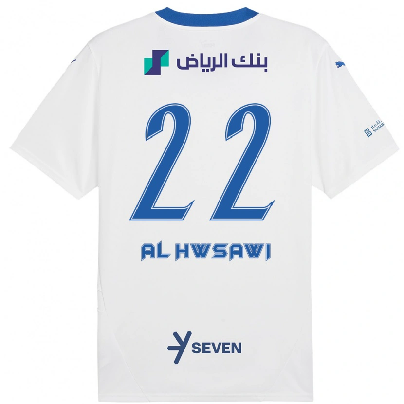 Danxen Mujer Camiseta Shorouq Al-Hwsawi #22 Blanco Azul 2ª Equipación 2024/25 La Camisa