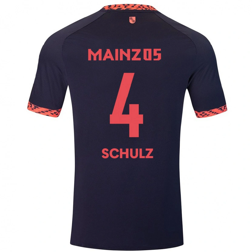 Danxen Mujer Camiseta Philipp Schulz #4 Azul Coral Rojo 2ª Equipación 2024/25 La Camisa