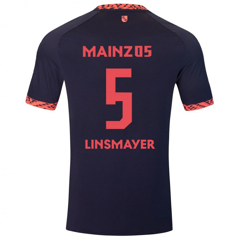 Danxen Mujer Camiseta Denis Linsmayer #5 Azul Coral Rojo 2ª Equipación 2024/25 La Camisa