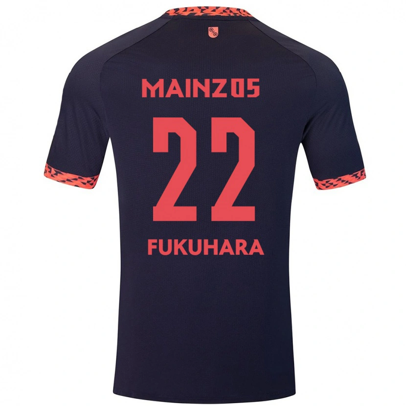 Danxen Mujer Camiseta Yuuka Fukuhara #22 Azul Coral Rojo 2ª Equipación 2024/25 La Camisa