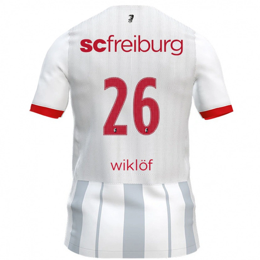 Danxen Mujer Camiseta Oscar Wiklöf #26 Blanco Gris 2ª Equipación 2024/25 La Camisa