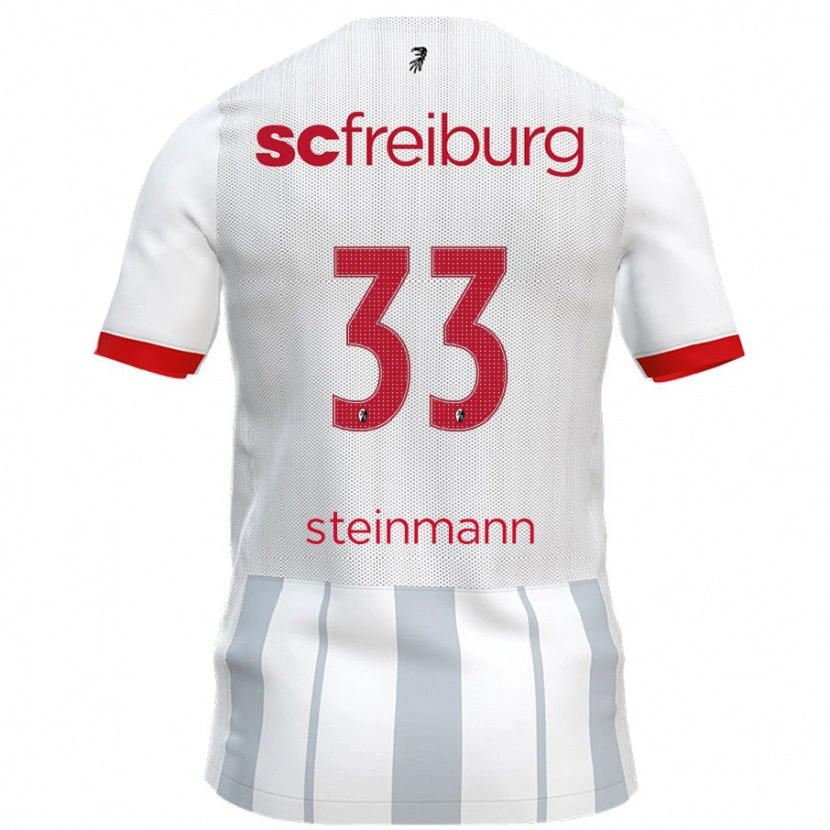 Danxen Mujer Camiseta Karl Steinmann #33 Blanco Gris 2ª Equipación 2024/25 La Camisa