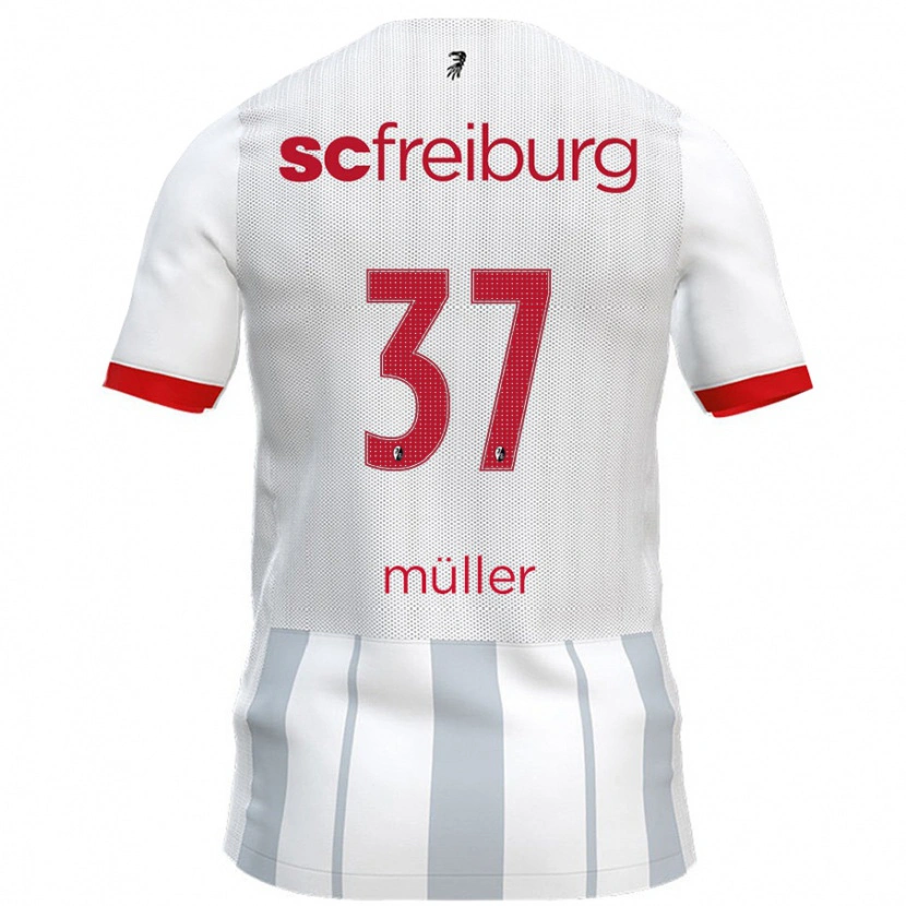 Danxen Mujer Camiseta Ruben Müller #37 Blanco Gris 2ª Equipación 2024/25 La Camisa