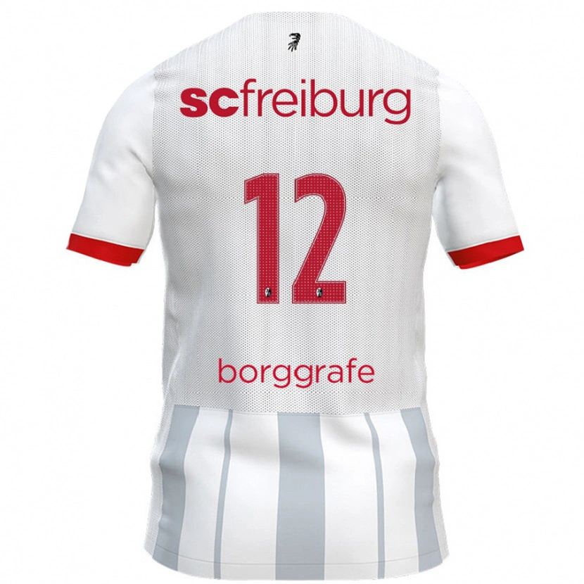 Danxen Mujer Camiseta Rafaela Borggräfe #12 Blanco Gris 2ª Equipación 2024/25 La Camisa