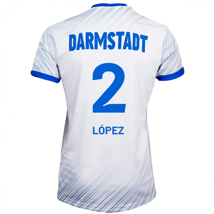 Danxen Mujer Camiseta Sergio López #2 Blanco Azul 2ª Equipación 2024/25 La Camisa