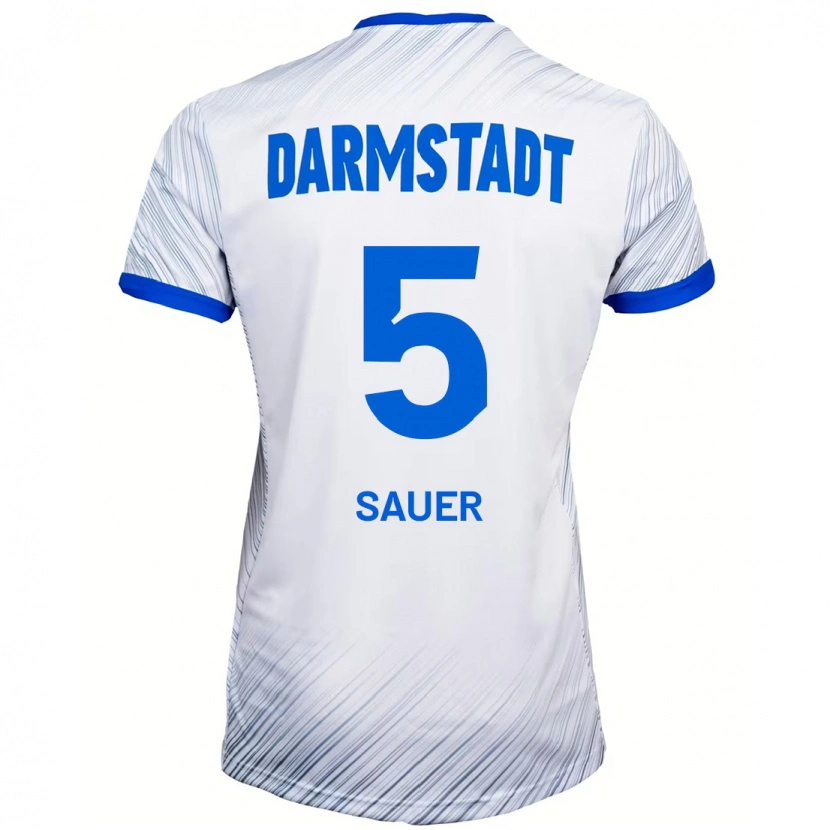 Danxen Mujer Camiseta Tino Sauer #5 Blanco Azul 2ª Equipación 2024/25 La Camisa