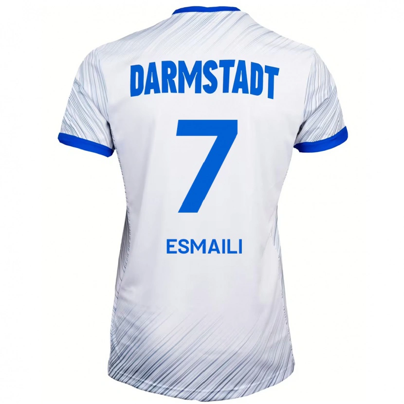 Danxen Mujer Camiseta Ali Esmaili #7 Blanco Azul 2ª Equipación 2024/25 La Camisa