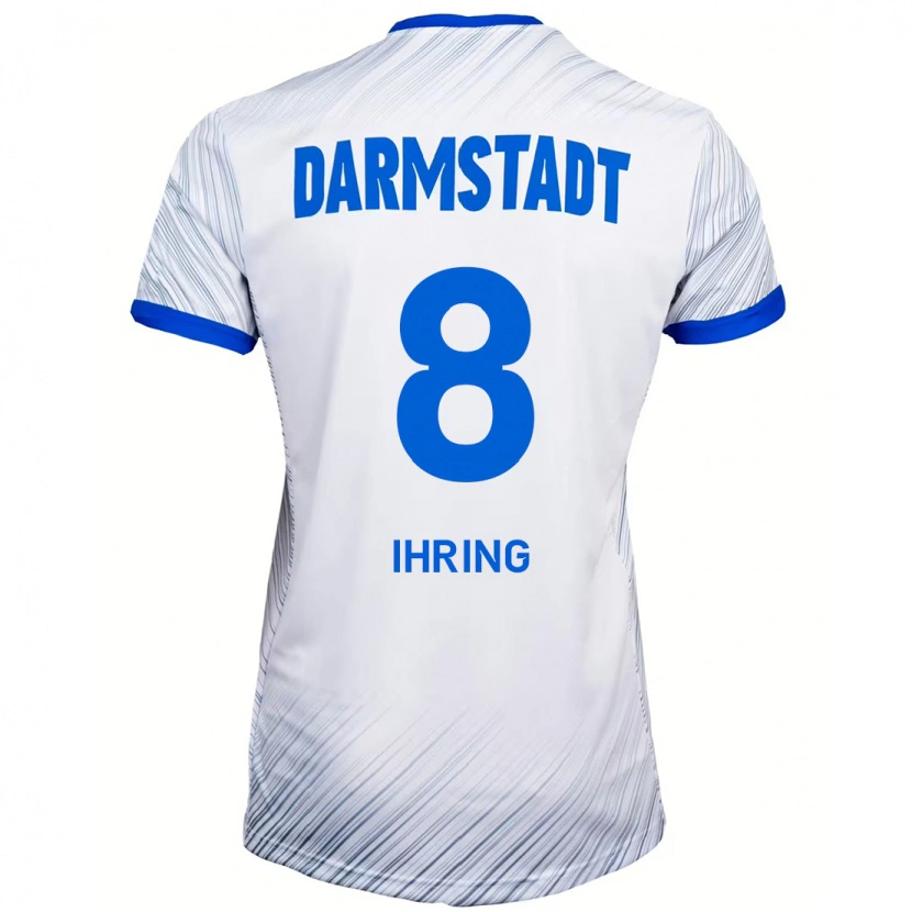 Danxen Mujer Camiseta Janis Ihring #8 Blanco Azul 2ª Equipación 2024/25 La Camisa