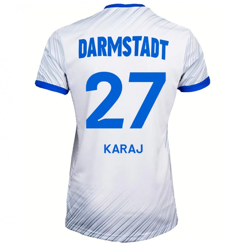 Danxen Mujer Camiseta Eraldo Karaj #27 Blanco Azul 2ª Equipación 2024/25 La Camisa