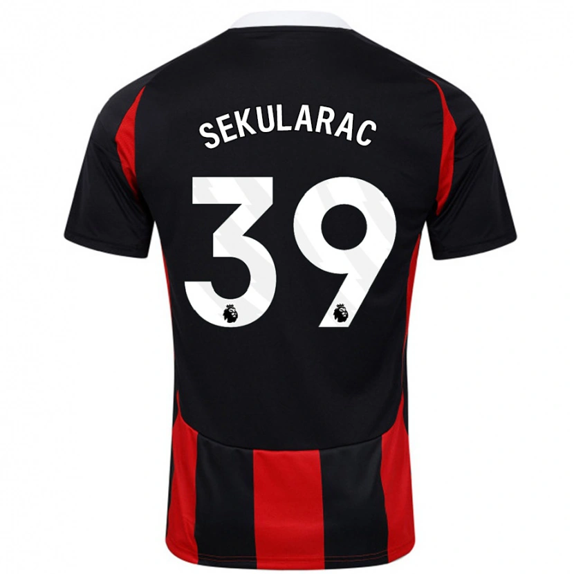 Danxen Mujer Camiseta Kristian Sekularac #39 Negro Rojo 2ª Equipación 2024/25 La Camisa