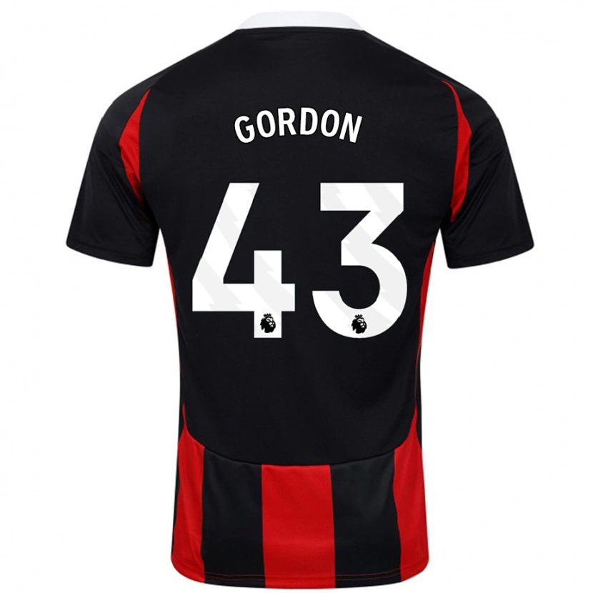 Danxen Mujer Camiseta Lemar Gordon #43 Negro Rojo 2ª Equipación 2024/25 La Camisa