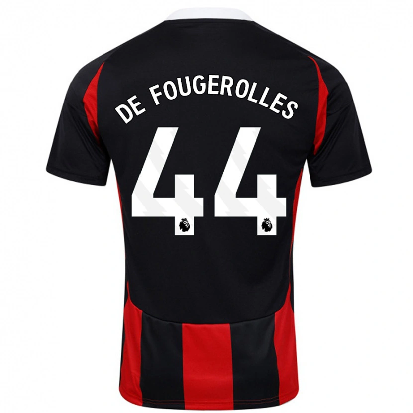 Danxen Mujer Camiseta Luc De Fougerolles #44 Negro Rojo 2ª Equipación 2024/25 La Camisa