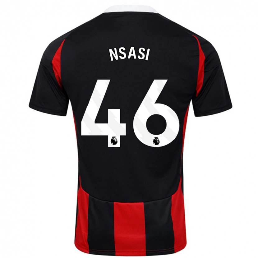 Danxen Mujer Camiseta Eddie Nsasi #46 Negro Rojo 2ª Equipación 2024/25 La Camisa