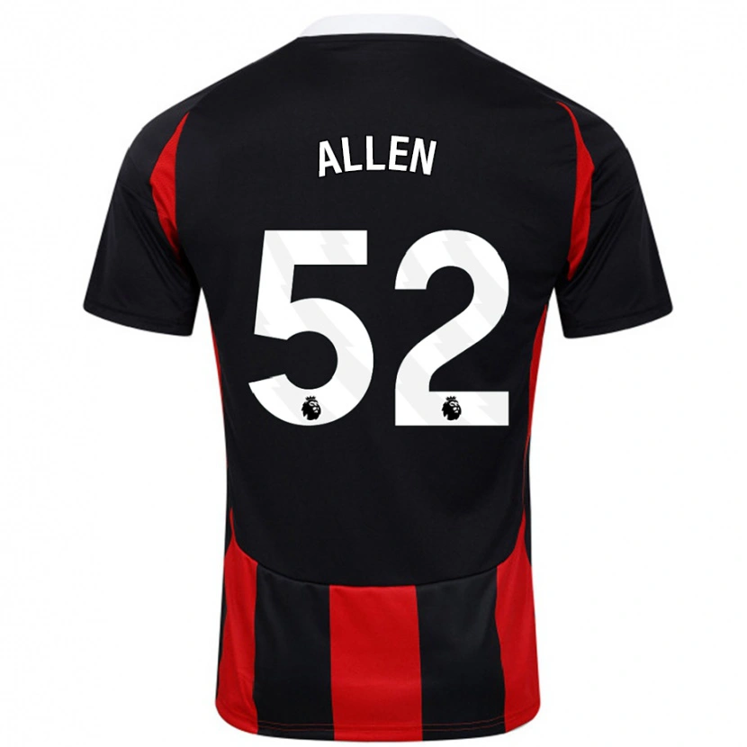 Danxen Mujer Camiseta Michael Allen #52 Negro Rojo 2ª Equipación 2024/25 La Camisa