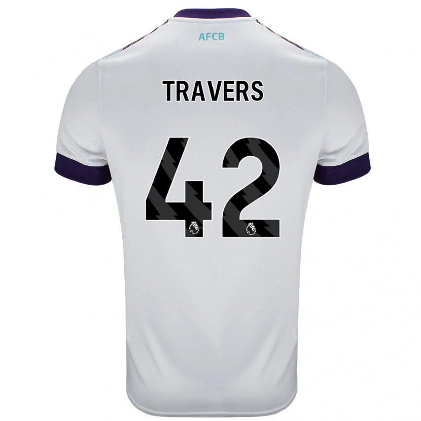 Danxen Mujer Camiseta Mark Travers #42 Blanco Verde Púrpura 2ª Equipación 2024/25 La Camisa