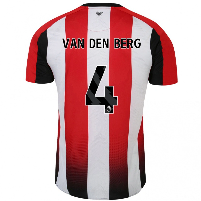 Danxen Niño Camiseta Sepp Van Den Berg #4 Rojo Blanco 1ª Equipación 2024/25 La Camisa