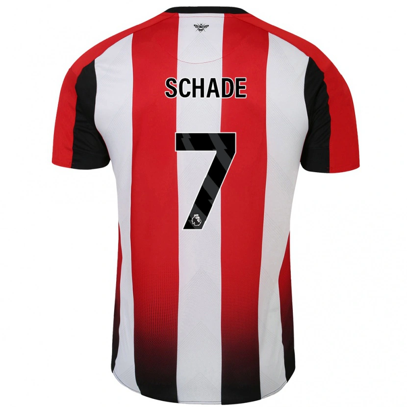 Danxen Niño Camiseta Kevin Schade #7 Rojo Blanco 1ª Equipación 2024/25 La Camisa