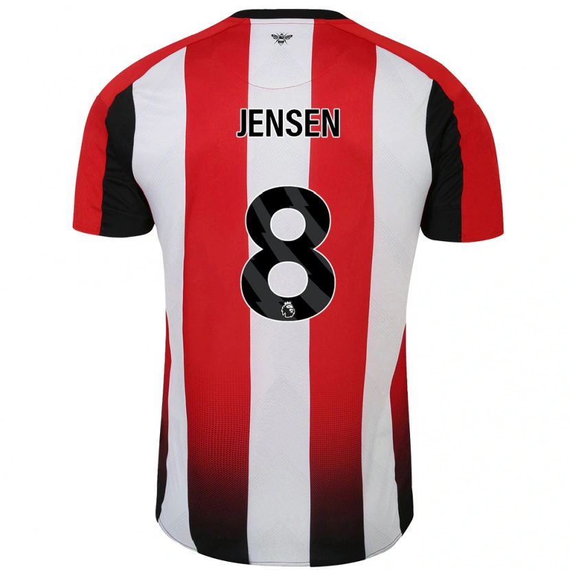 Danxen Niño Camiseta Mathias Jensen #8 Rojo Blanco 1ª Equipación 2024/25 La Camisa