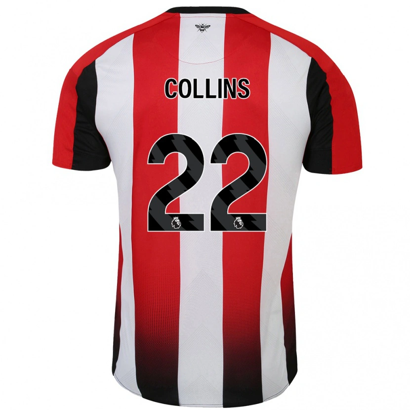 Danxen Niño Camiseta Nathan Collins #22 Rojo Blanco 1ª Equipación 2024/25 La Camisa