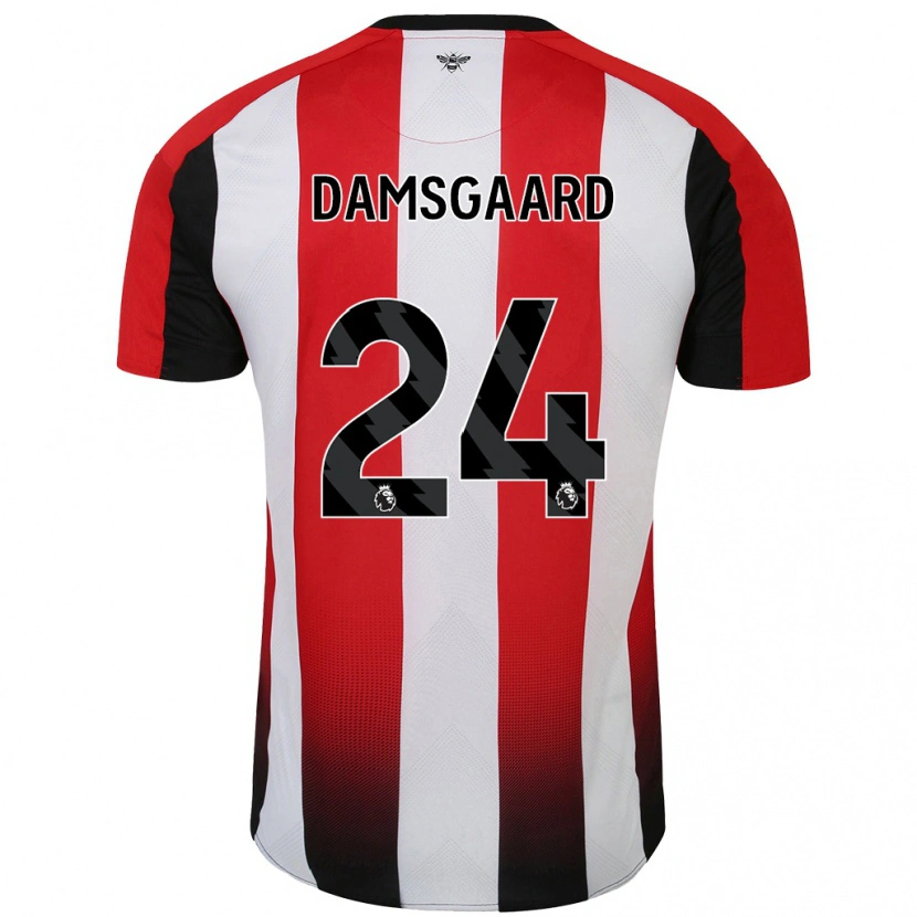 Danxen Niño Camiseta Mikkel Damsgaard #24 Rojo Blanco 1ª Equipación 2024/25 La Camisa