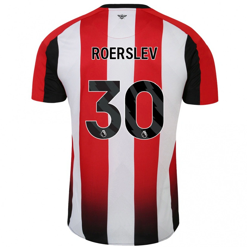 Danxen Niño Camiseta Mads Roerslev #30 Rojo Blanco 1ª Equipación 2024/25 La Camisa