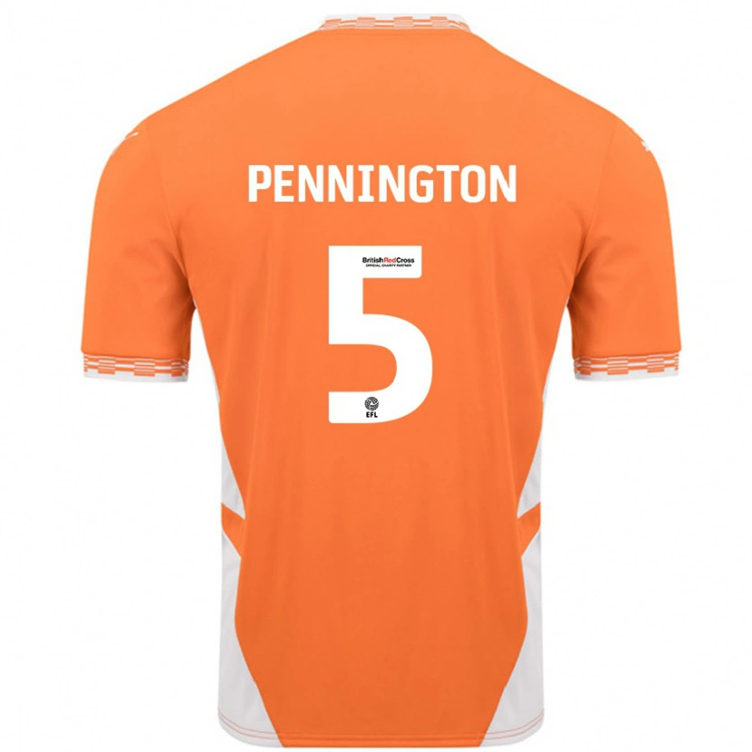 Danxen Niño Camiseta Matthew Pennington #5 Naranja Blanco 1ª Equipación 2024/25 La Camisa