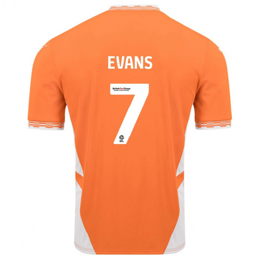 Danxen Niño Camiseta Lee Evans #7 Naranja Blanco 1ª Equipación 2024/25 La Camisa