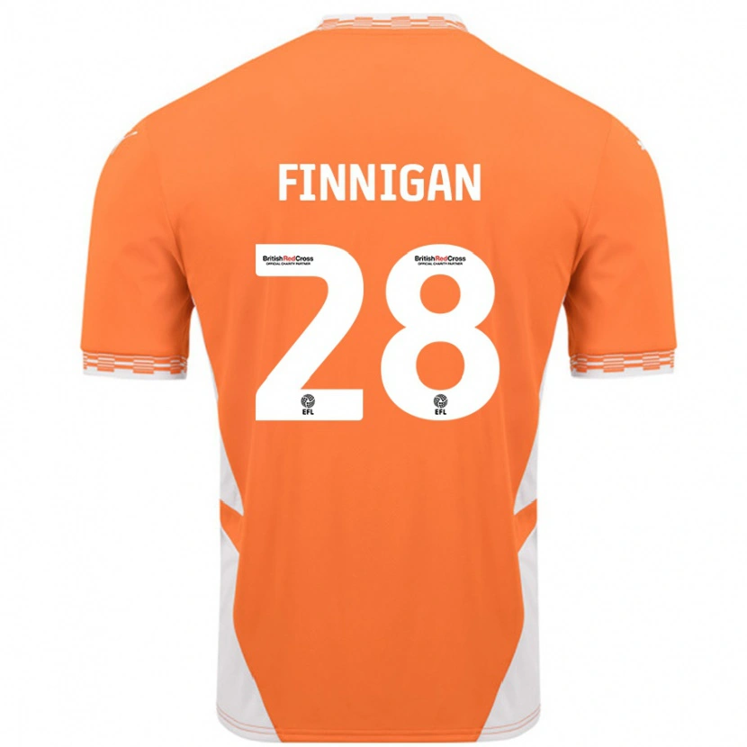 Danxen Niño Camiseta Ryan Finnigan #28 Naranja Blanco 1ª Equipación 2024/25 La Camisa