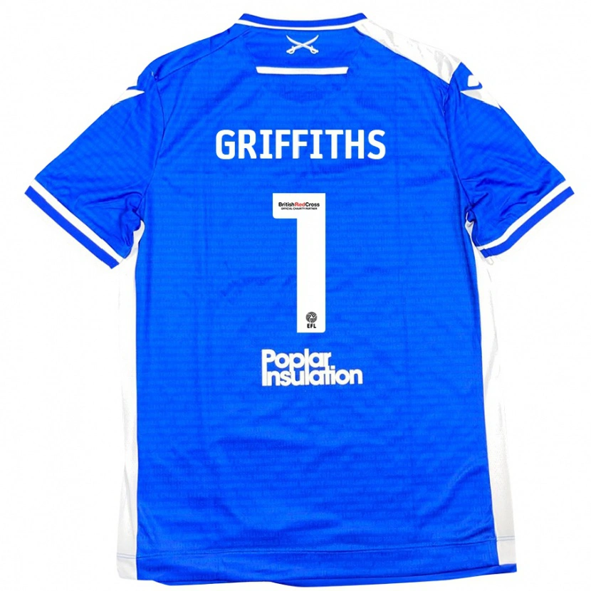 Danxen Niño Camiseta Josh Griffiths #1 Azul Blanco 1ª Equipación 2024/25 La Camisa