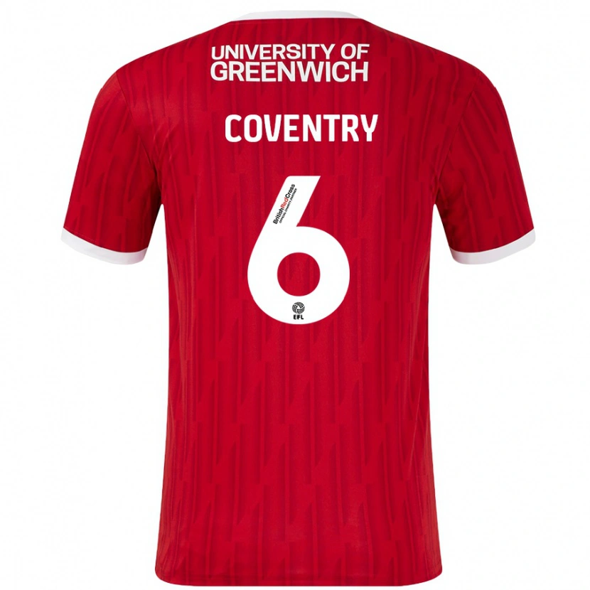 Danxen Niño Camiseta Conor Coventry #6 Rojo Blanco 1ª Equipación 2024/25 La Camisa