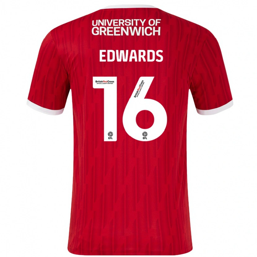 Danxen Niño Camiseta Josh Edwards #16 Rojo Blanco 1ª Equipación 2024/25 La Camisa