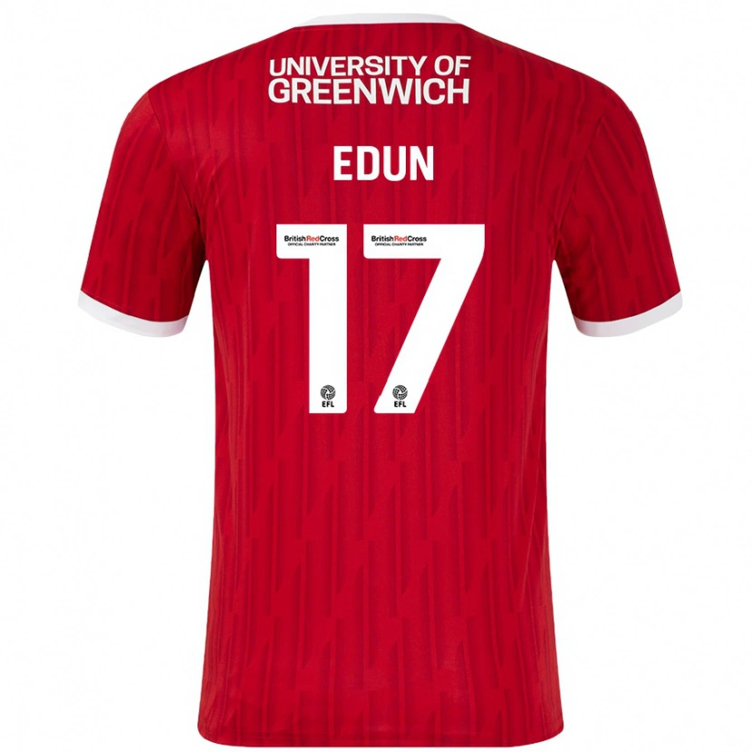 Danxen Niño Camiseta Tayo Edun #17 Rojo Blanco 1ª Equipación 2024/25 La Camisa