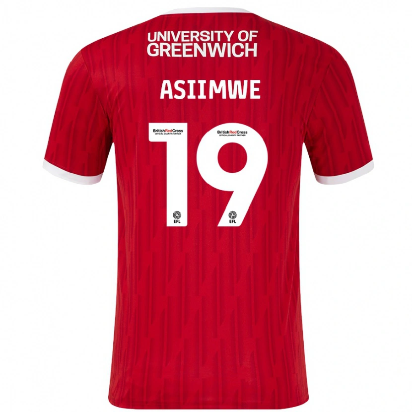 Danxen Niño Camiseta Nathan Asiimwe #19 Rojo Blanco 1ª Equipación 2024/25 La Camisa