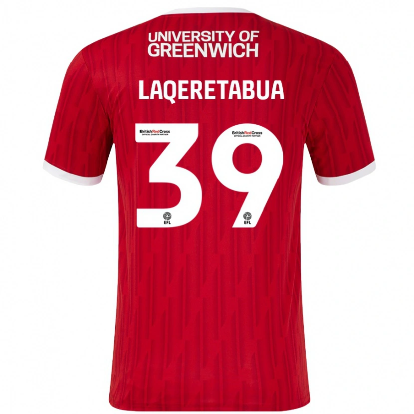 Danxen Niño Camiseta Josh Laqeretabua #39 Rojo Blanco 1ª Equipación 2024/25 La Camisa