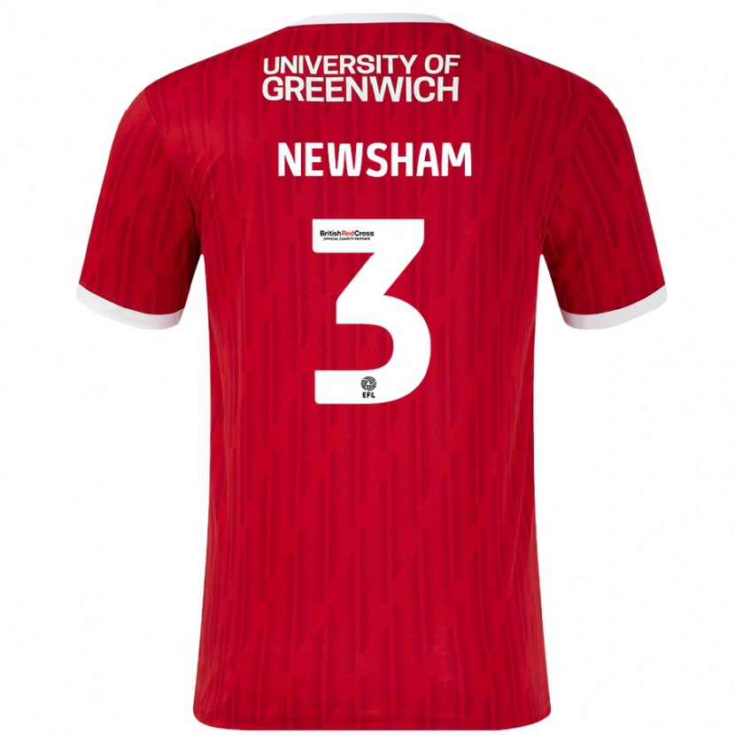 Danxen Niño Camiseta Charlotte Newsham #3 Rojo Blanco 1ª Equipación 2024/25 La Camisa