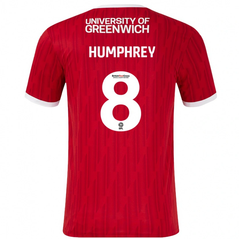 Danxen Niño Camiseta Carla Humphrey #8 Rojo Blanco 1ª Equipación 2024/25 La Camisa