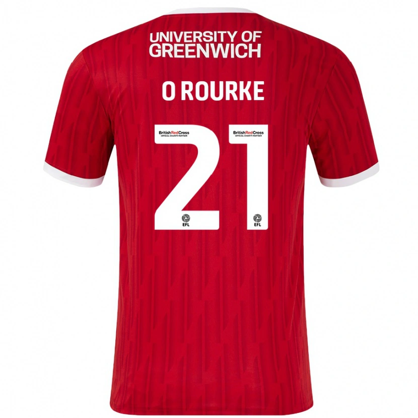 Danxen Niño Camiseta Sophie O'rourke #21 Rojo Blanco 1ª Equipación 2024/25 La Camisa