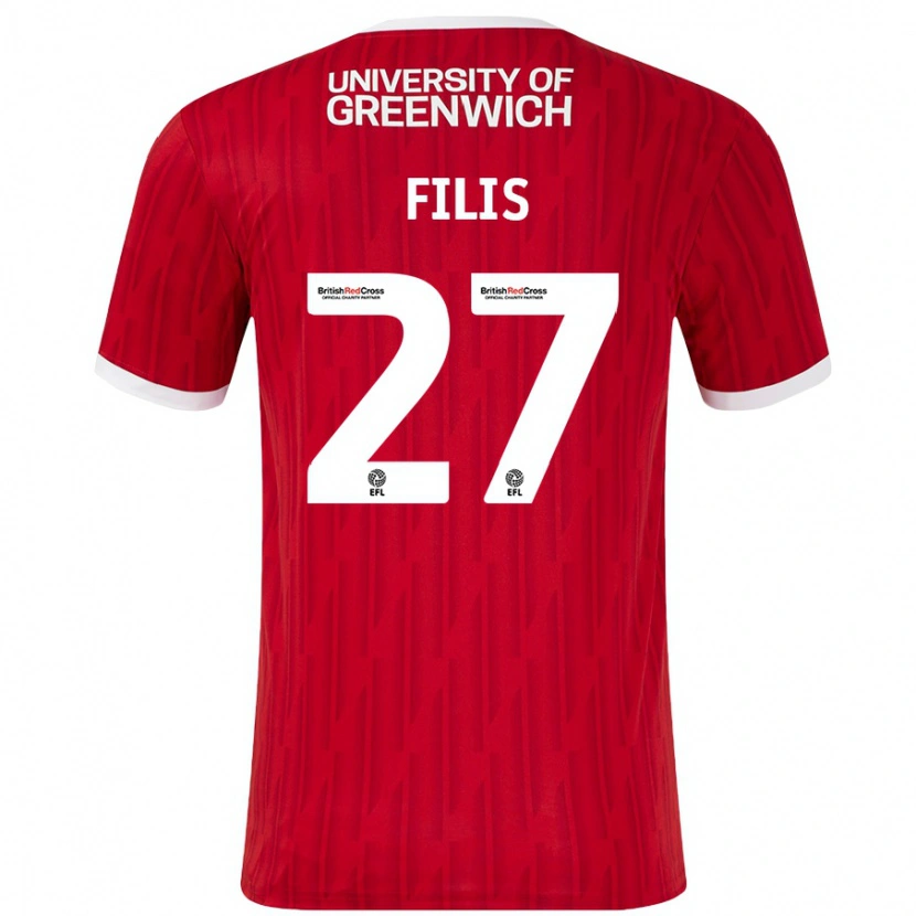 Danxen Niño Camiseta Melisa Filis #27 Rojo Blanco 1ª Equipación 2024/25 La Camisa