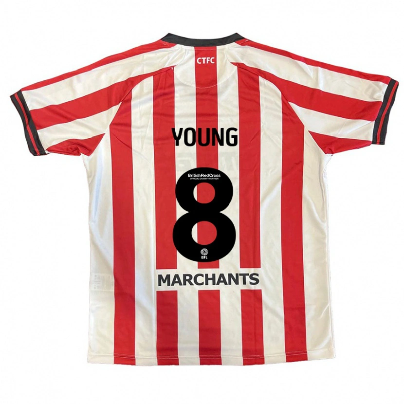 Danxen Niño Camiseta Luke Young #8 Rojo Blanco 1ª Equipación 2024/25 La Camisa